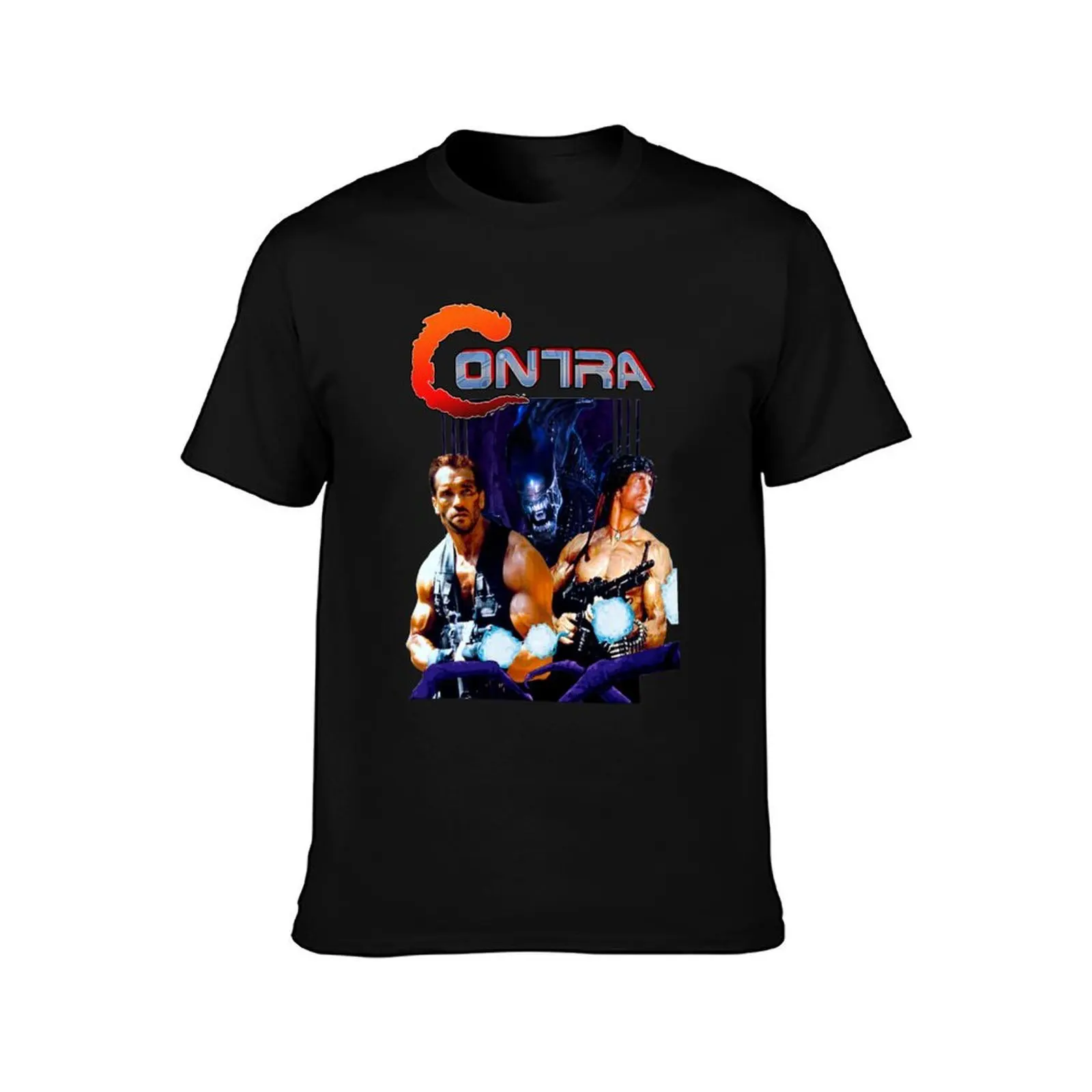 SCHWARZENEGGER COMMANDO and ALIEN-CONTRA GAME PARODY T-Shirt Industrial Work Tee Shirt