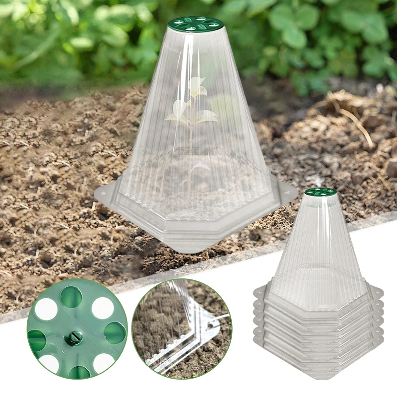 10pcs Garden Cloches for Plants Garden Vegetable Plastic Conical Lid with Holes Prevent Wind Rain Insects Plant Protection Cover