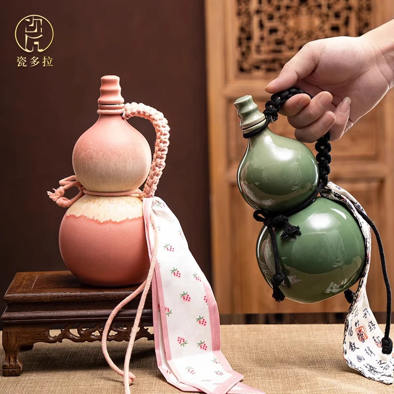 500ML high-value Tianming ceramic gourd wine jug household large-capacity Baijiu jug handmade kettle