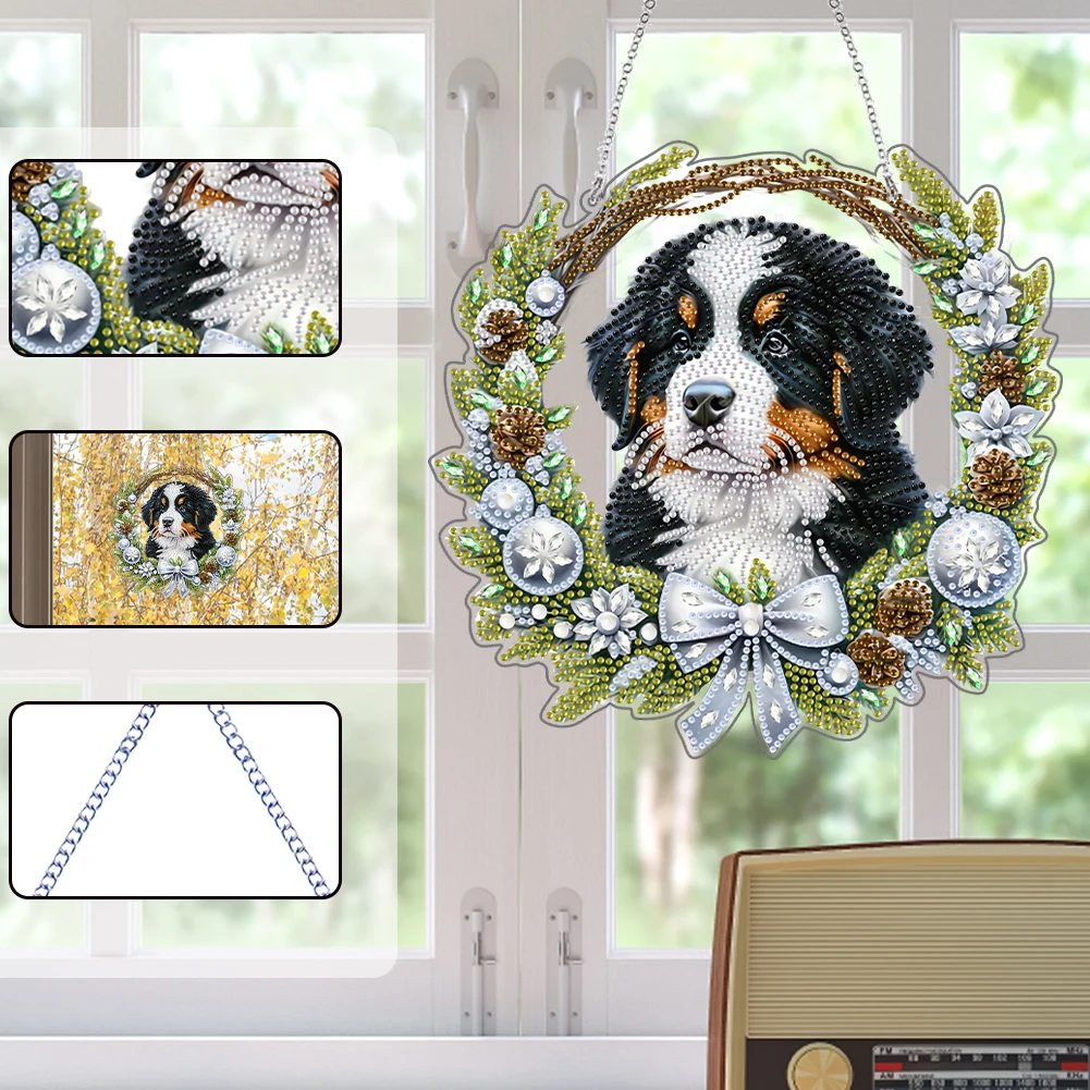 

2D Flat DIY Acrylic Diamond Art Pendant Single Side Drill Crystal Painting Crafts Kit for Adults Gift Home Wall Or Window Decor