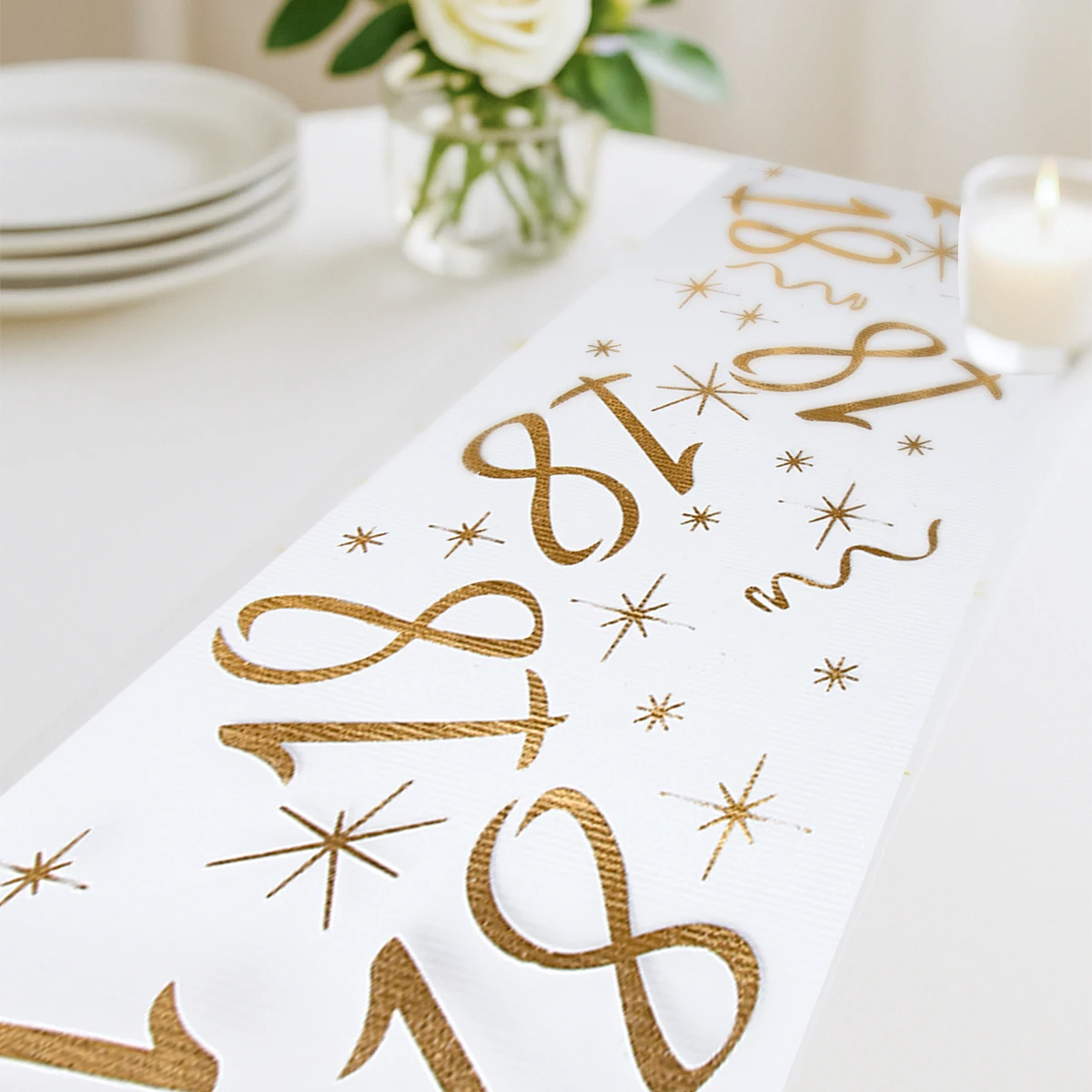 

18th 40th Birthday Table Runner Birthday Party Decorations Polyester Table Cover for Home Birthday Celebration Party Supplies