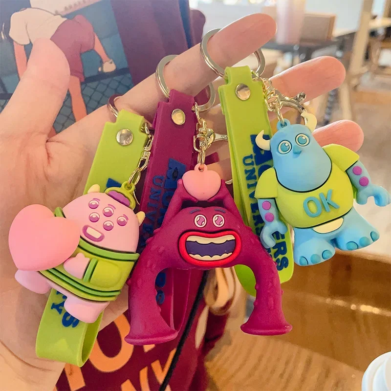 Disney Monsters University Keychains Mike Wazowski Sulley Key Ring Cartoon Figure Big Eyes Monster Keyring Toys Dolls Kids Gift