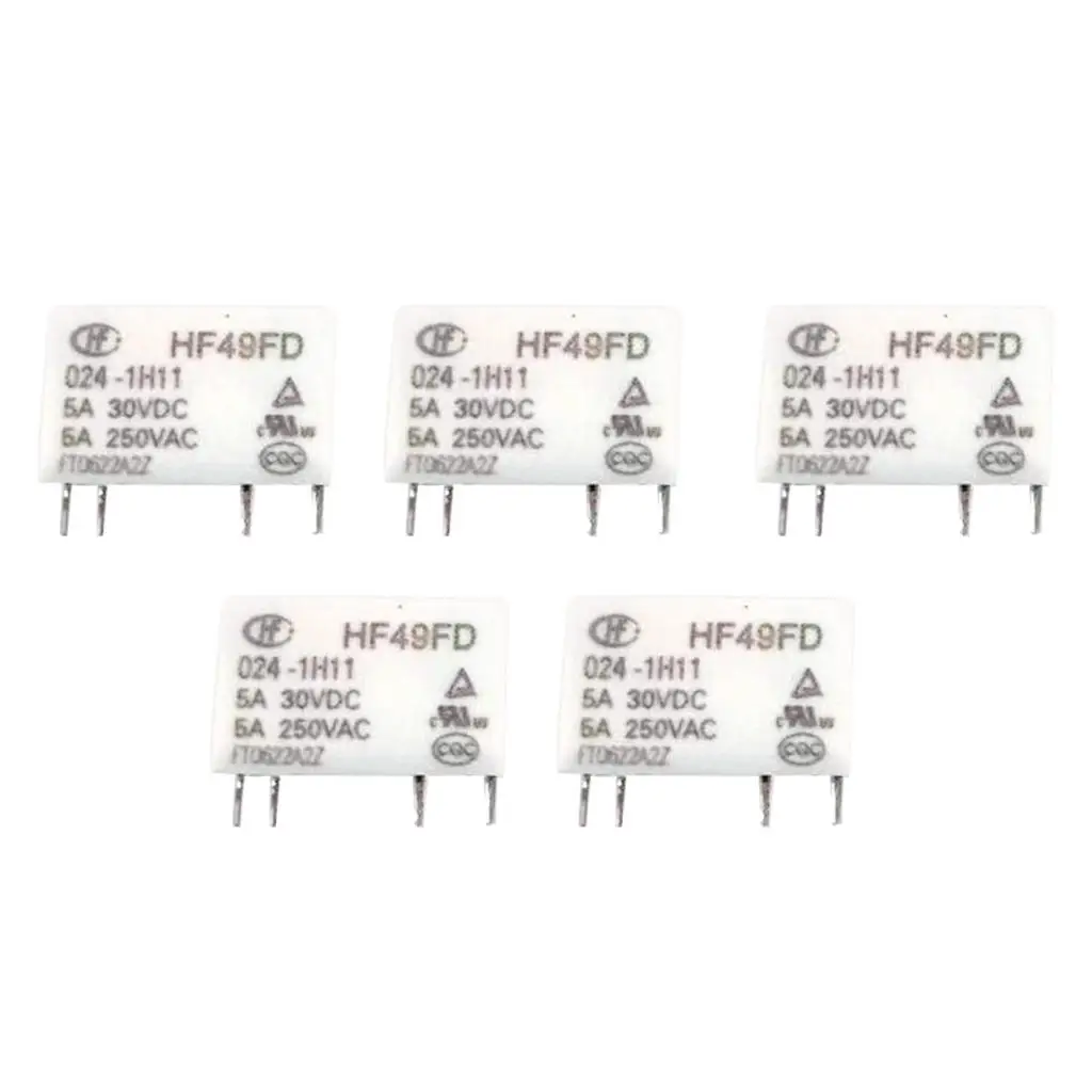 5 Pieces HF49FD 024-1H11 5A 30VDC 250VAC Subminiature High Sensitivity