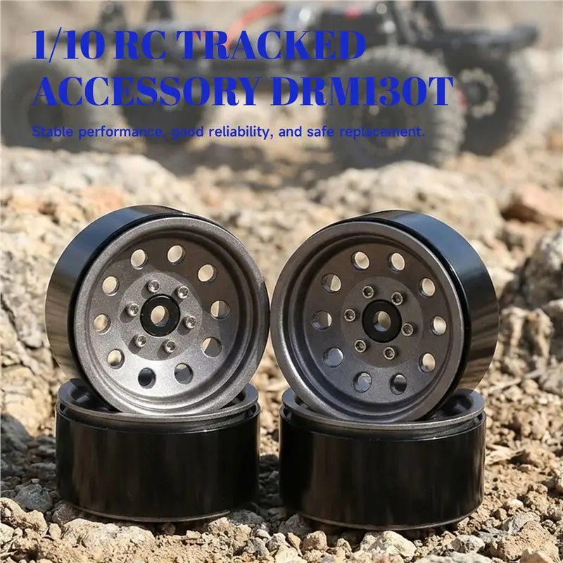 ABXE-4Pcs RC Crawler Zinc Alloy 10 Small Round Hole 1.9 Inch Beadlock Wheel Rim For 1/10 RC Crawler Accessories DRM130T