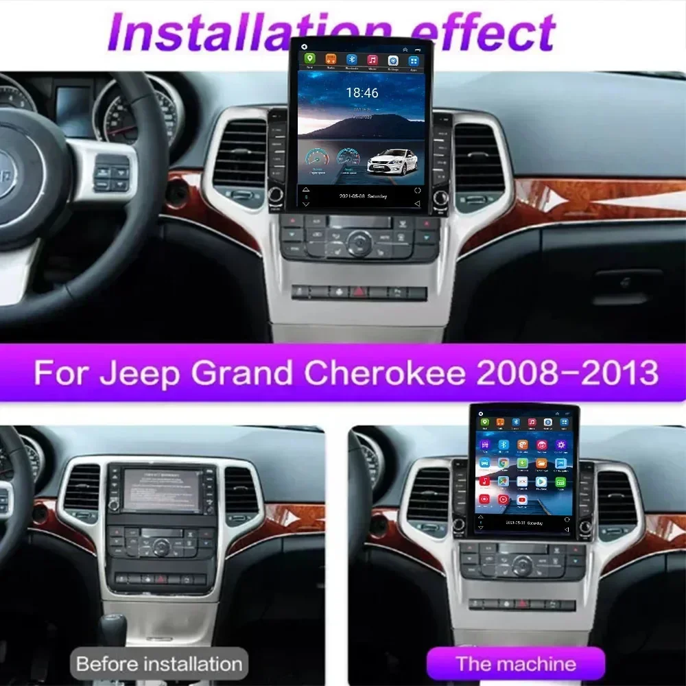 9.7 "Android 13 สําหรับJeep Grand Cherok 2008 - 2013 Teslaประเภทรถวิทยุเครื่องเล่นวิดีโอมัลติมีเดียนําทางGPS RDSกล้องไม่มีDvd