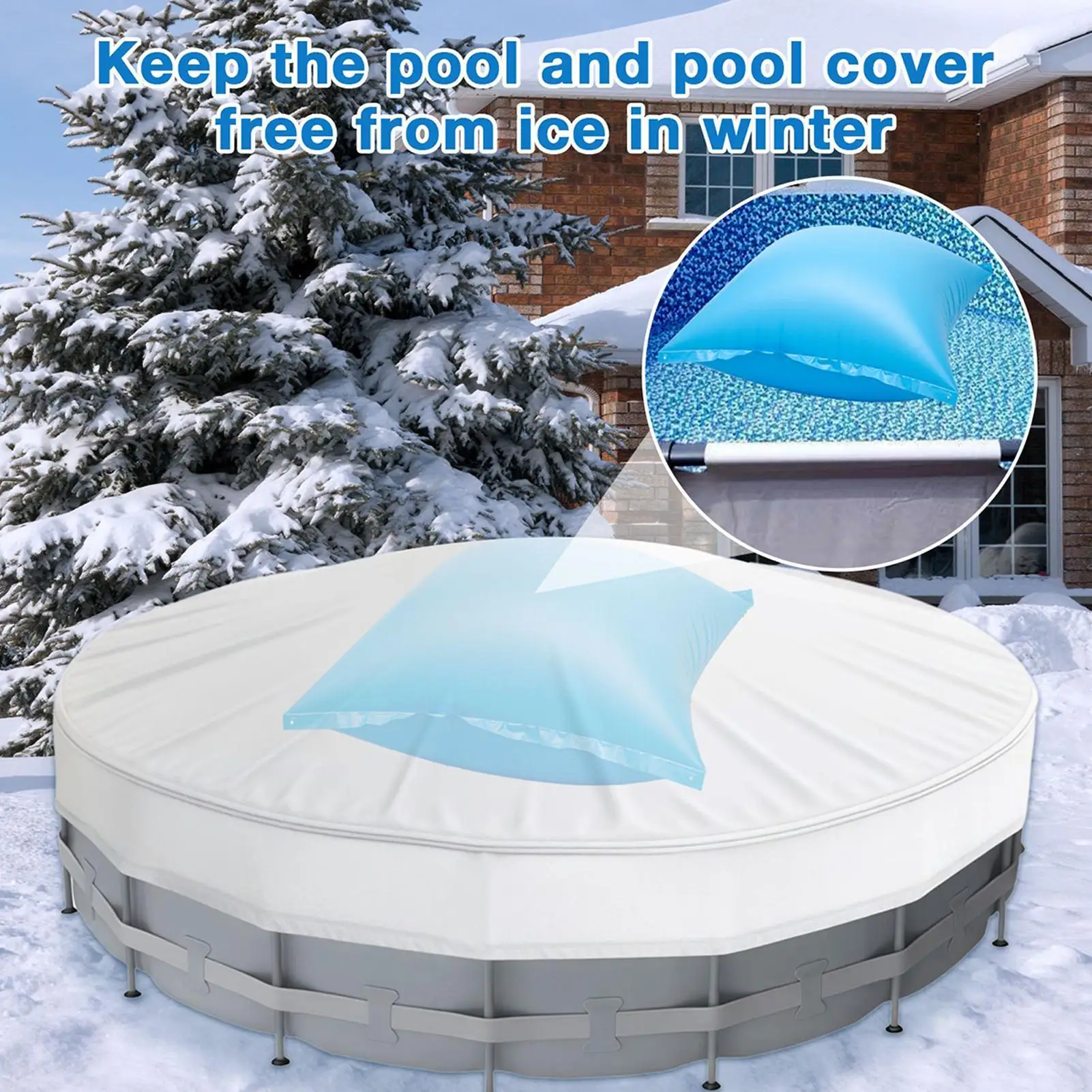 

Cold-Resistant Winter Pool Pillow Inflatable Cover Pillow for Winterizing Pool Ice Prevention Support Protection