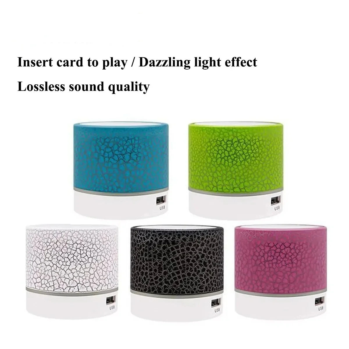 Mini Wireless Speaker with Built-in Mic Handsfree TF Card Dazzling Crack Colorful LED Bluetooth-compatible 4.1 HD Sound Portable