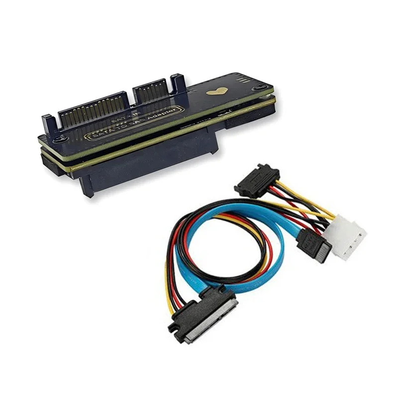 Riser Card SATA3.0 to SAS Data Recovery Expansion Card Converter 22Pin to 29Pin 6G with SAS HDD SATA Cable for 2.5