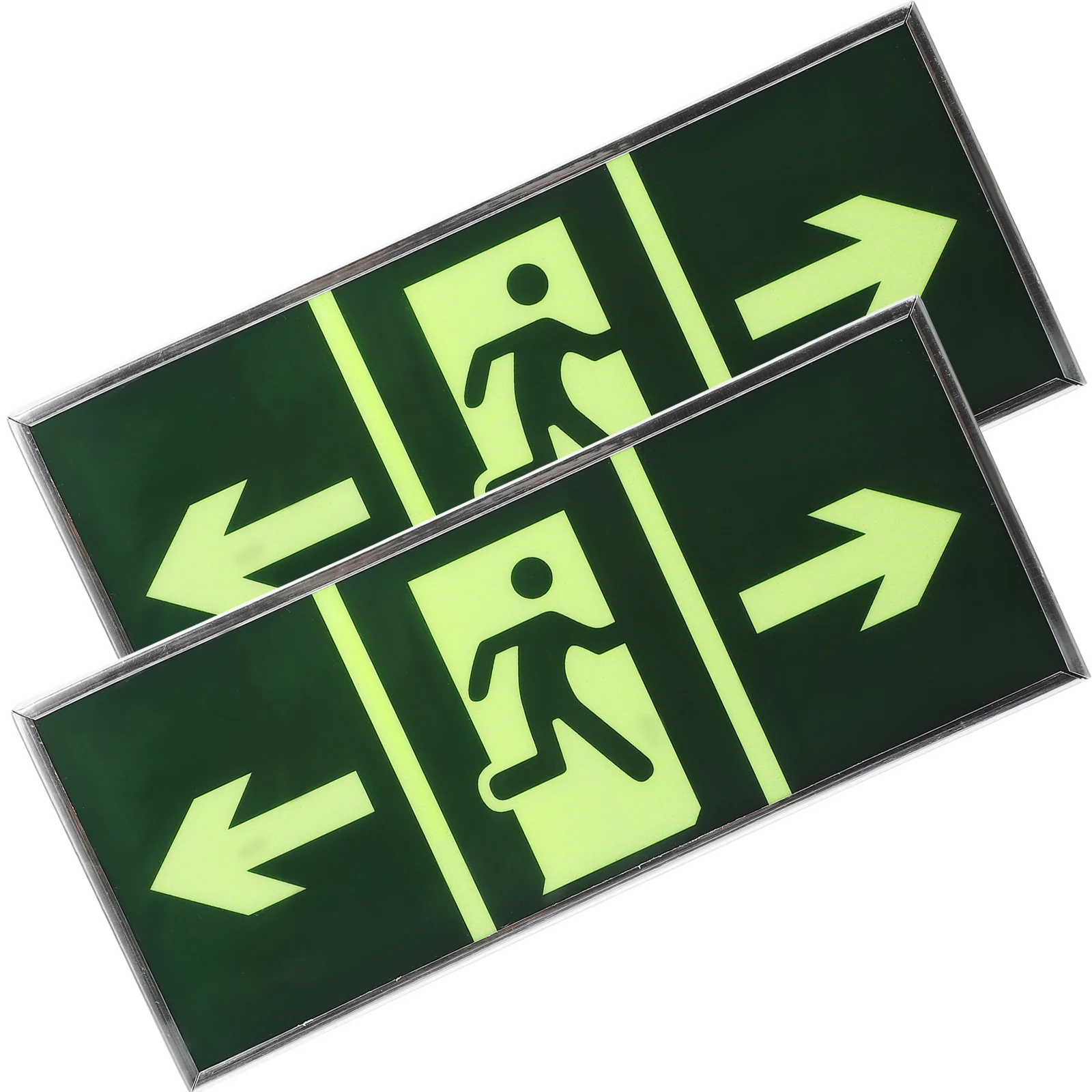 2 Pcs Safety Sign Luminous Emergency Exit Way Indicator Sticker Glowing Emblems Stickers Floor Guide Direction