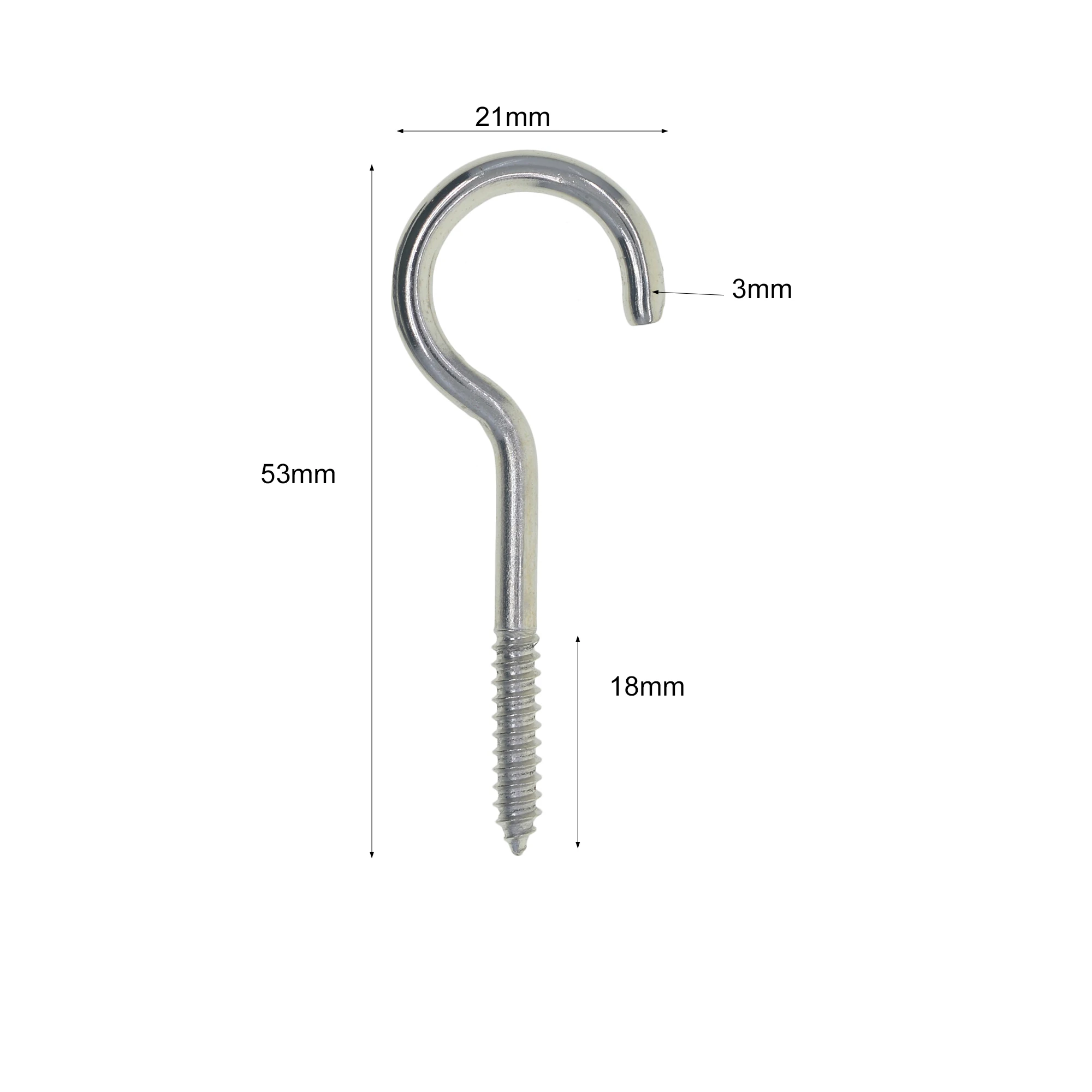 10 pcs 53mm Eye open Hooks Screw in Heavy Duty Self Tapping Eye Lag Screws Eyelet Screw for Wood Securing Cables Wire