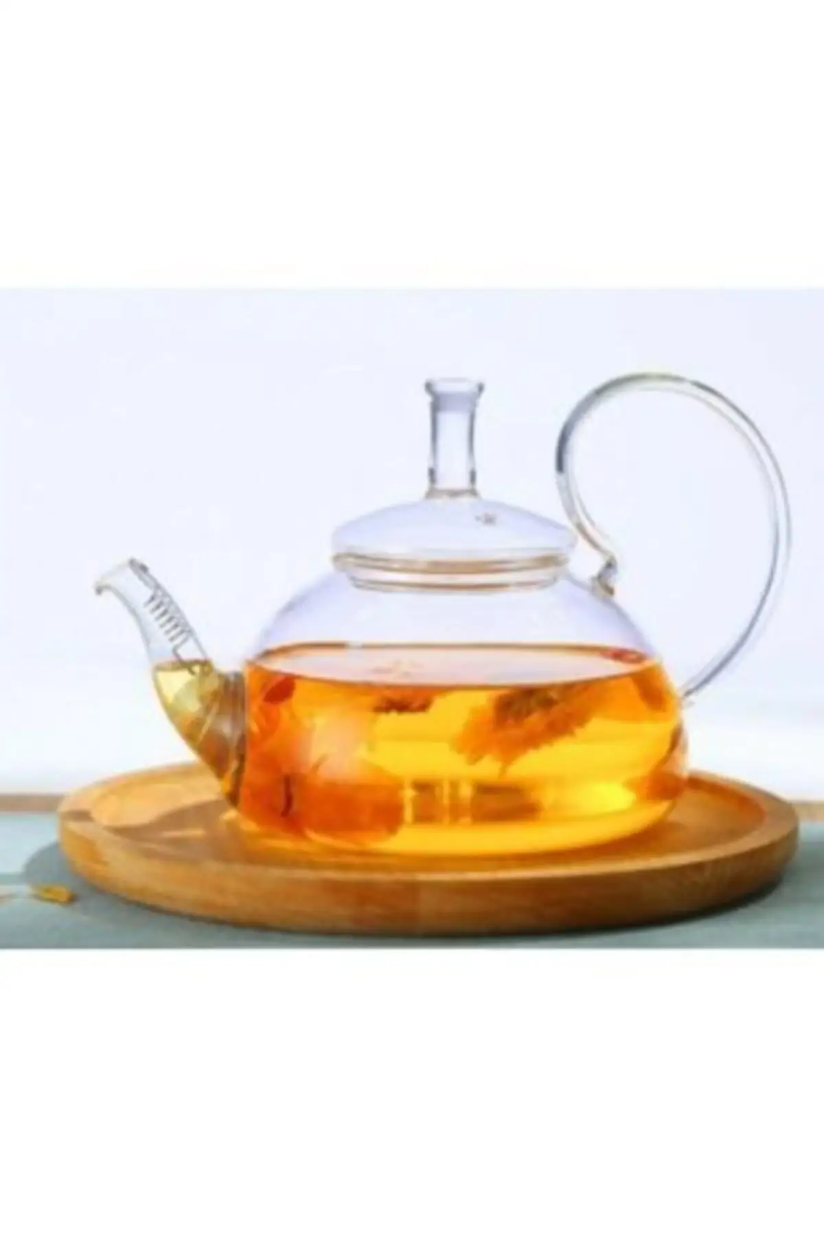 Borosilicate Lilies Isıtıcılı Herbal Tea Teapot 1000 ml