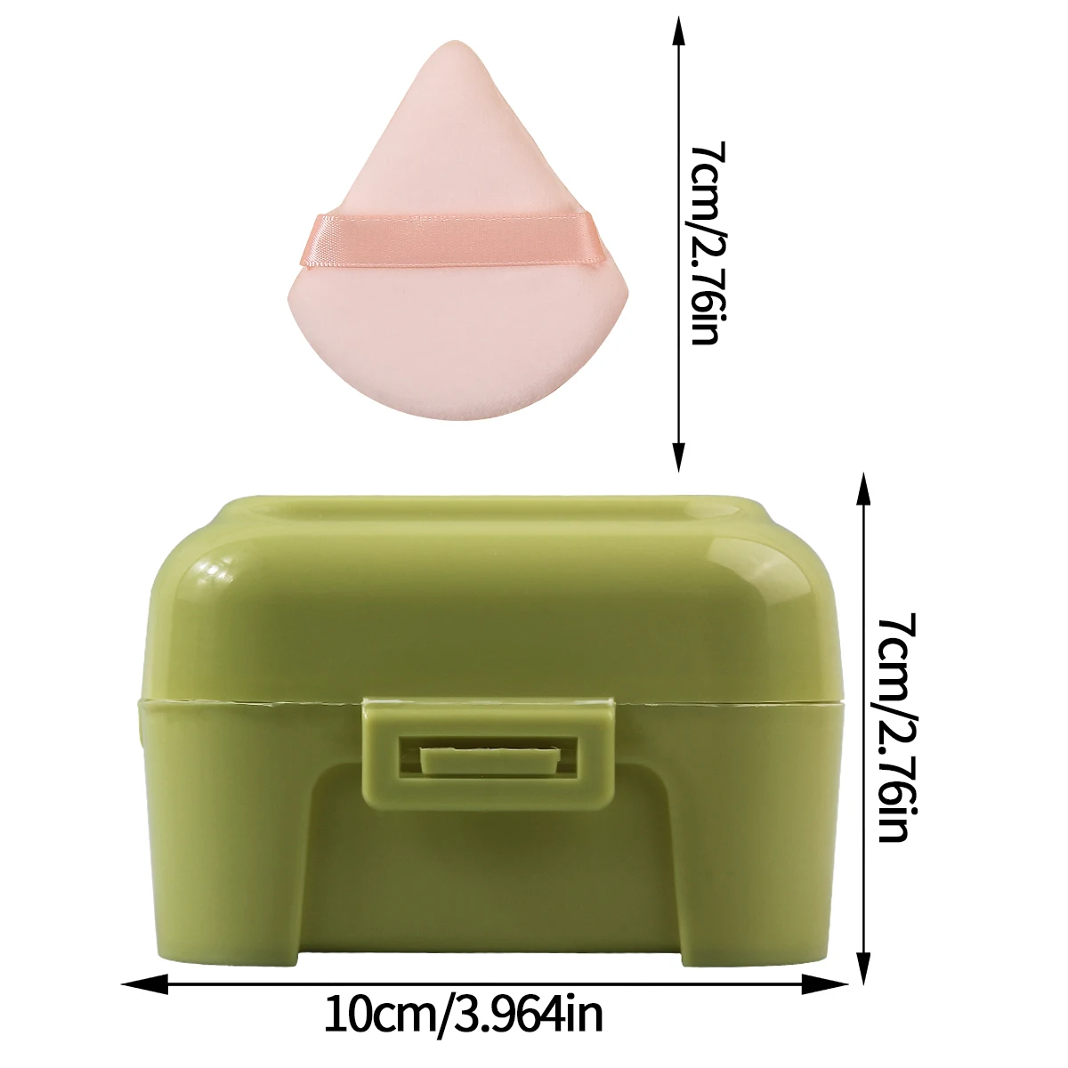 Bouffée de poudre d'éponge triangulaire mixte de 8 couleurs, bouffée de poudre libre utilisable double face super douce, outil de beauté portable + boîte de rangement 1 pièces