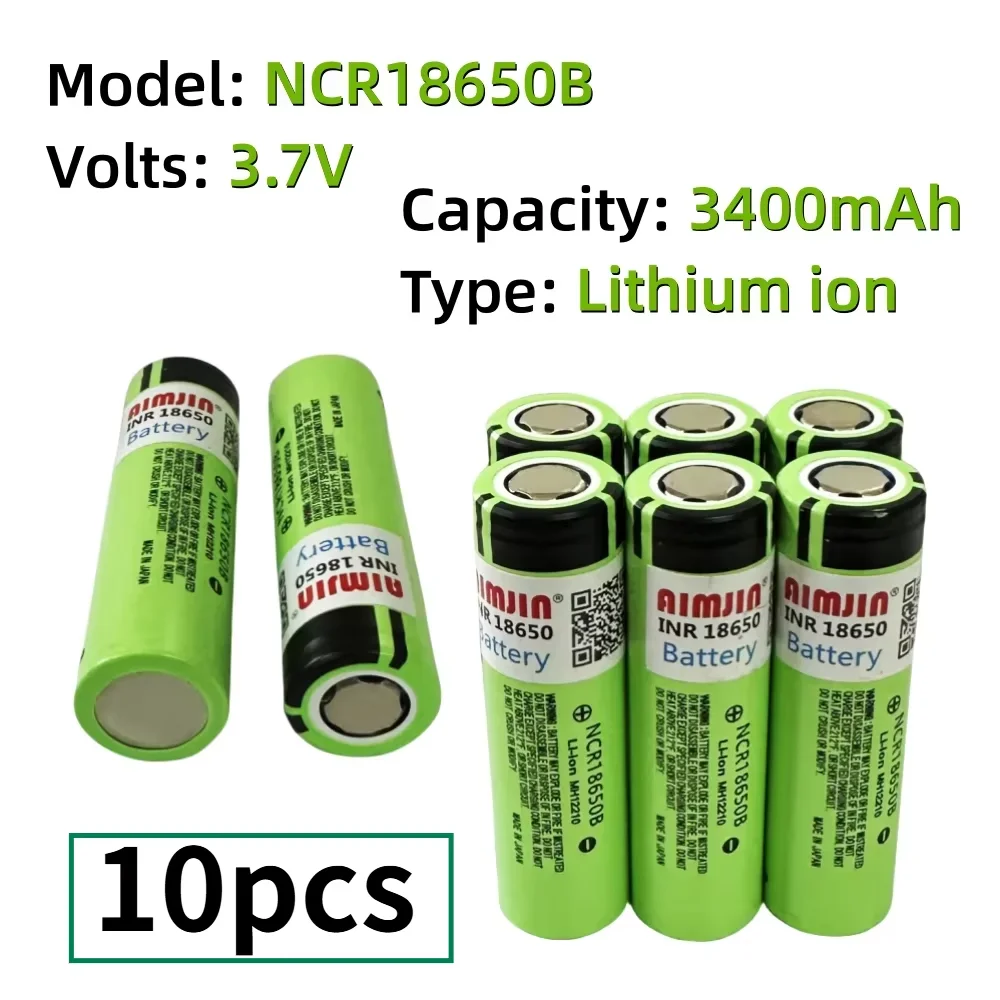 

3.7V 3400mAh Rechargeable Lithium-ion Battery 100% Original NCR18650B for remote control flashlights etc battery replacement