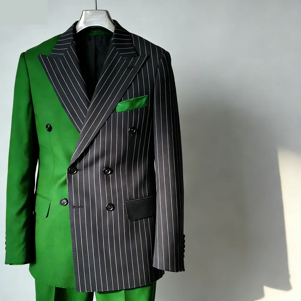 

Men's Slim Fit 2-Piece Tuxedo Set Wedding Groomsmen Smoking Suit with Peak Lapel Double Breasted Blazer And Pants for Dance Prom