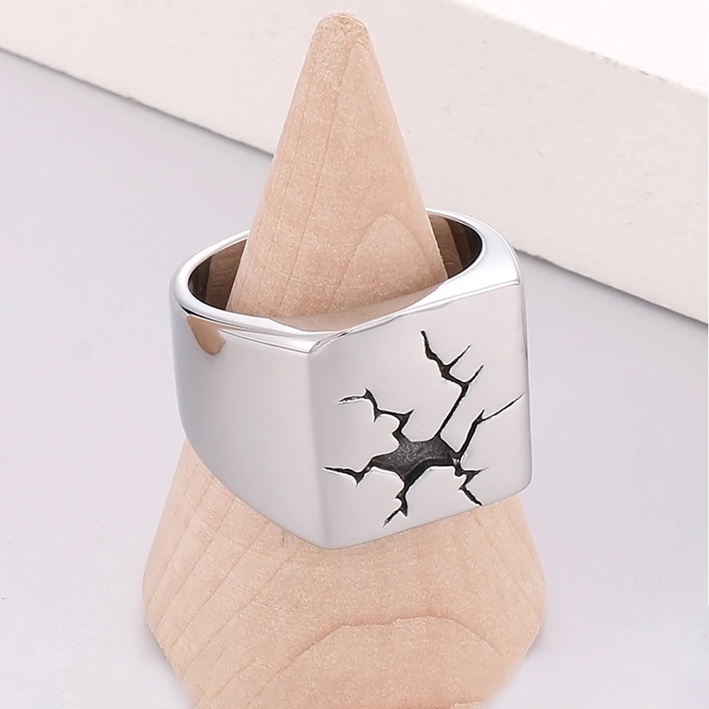 Creative Fashion Smear Crack Ring High Polished Stainless Steel Simple Men's and Women's Rings Hip-hop Jewelry Gift Wholesale