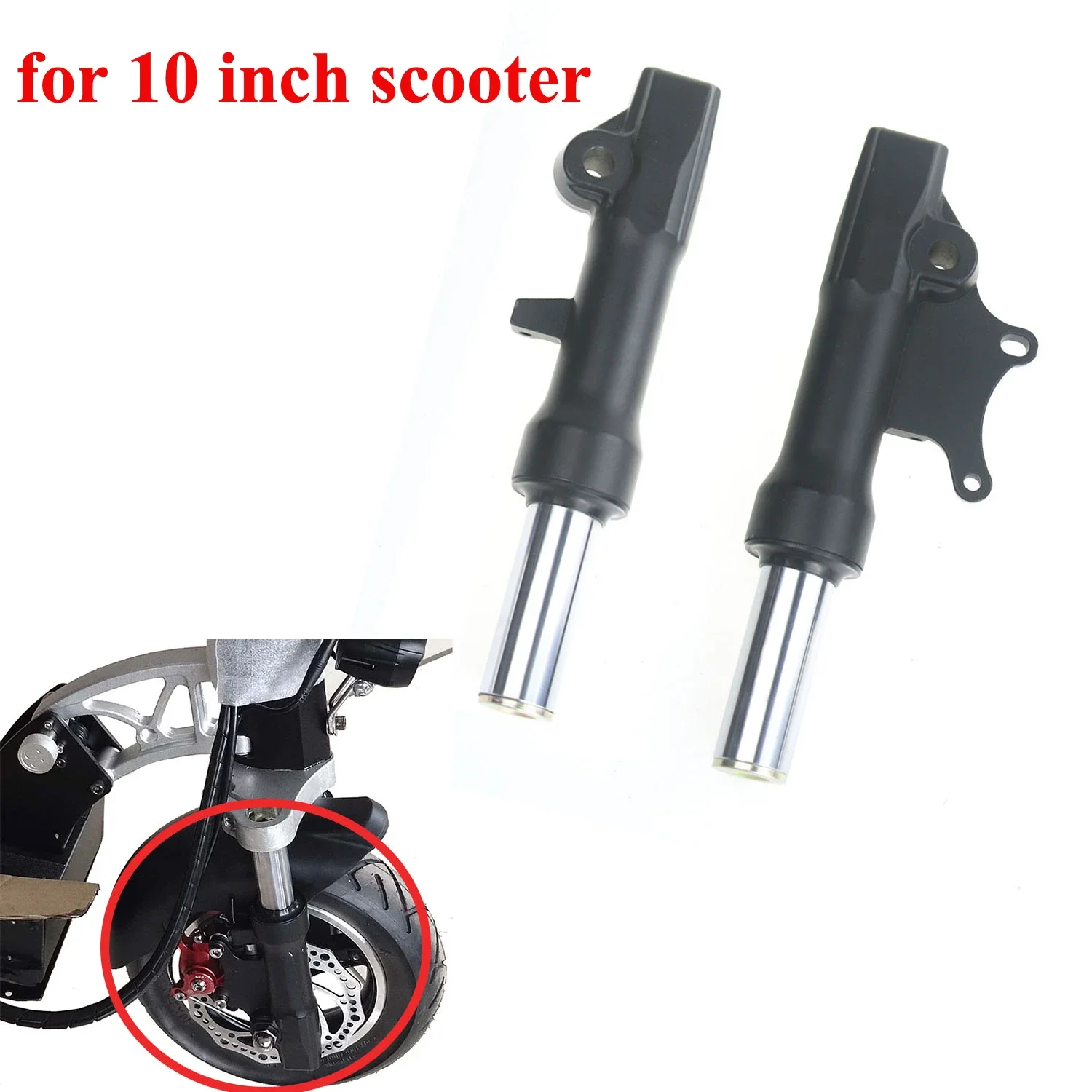 1set 10 Inch Front Wheel Shock Absorber for Electric Scooter with Hydraulic Oil Spring Kickscooter Shockproof Modification Parts