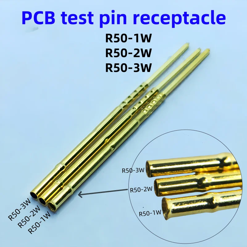 

20/100PCS R50-1W R50-2W R50-3W Test Pin P50-B1 Receptacle Brass Tube Needle Sleeve Seat Wire-wrap Probe Sleeve 25.9mm Dia 0.86mm