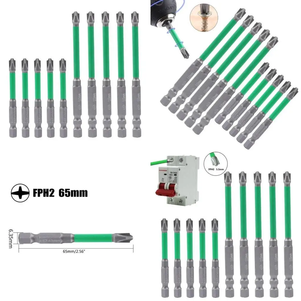 

R9UF 5Pcs 65 110mm Special Slotted Screwdriver Bit For Electrician FPH2 Screwdriver For Socket Switch Power