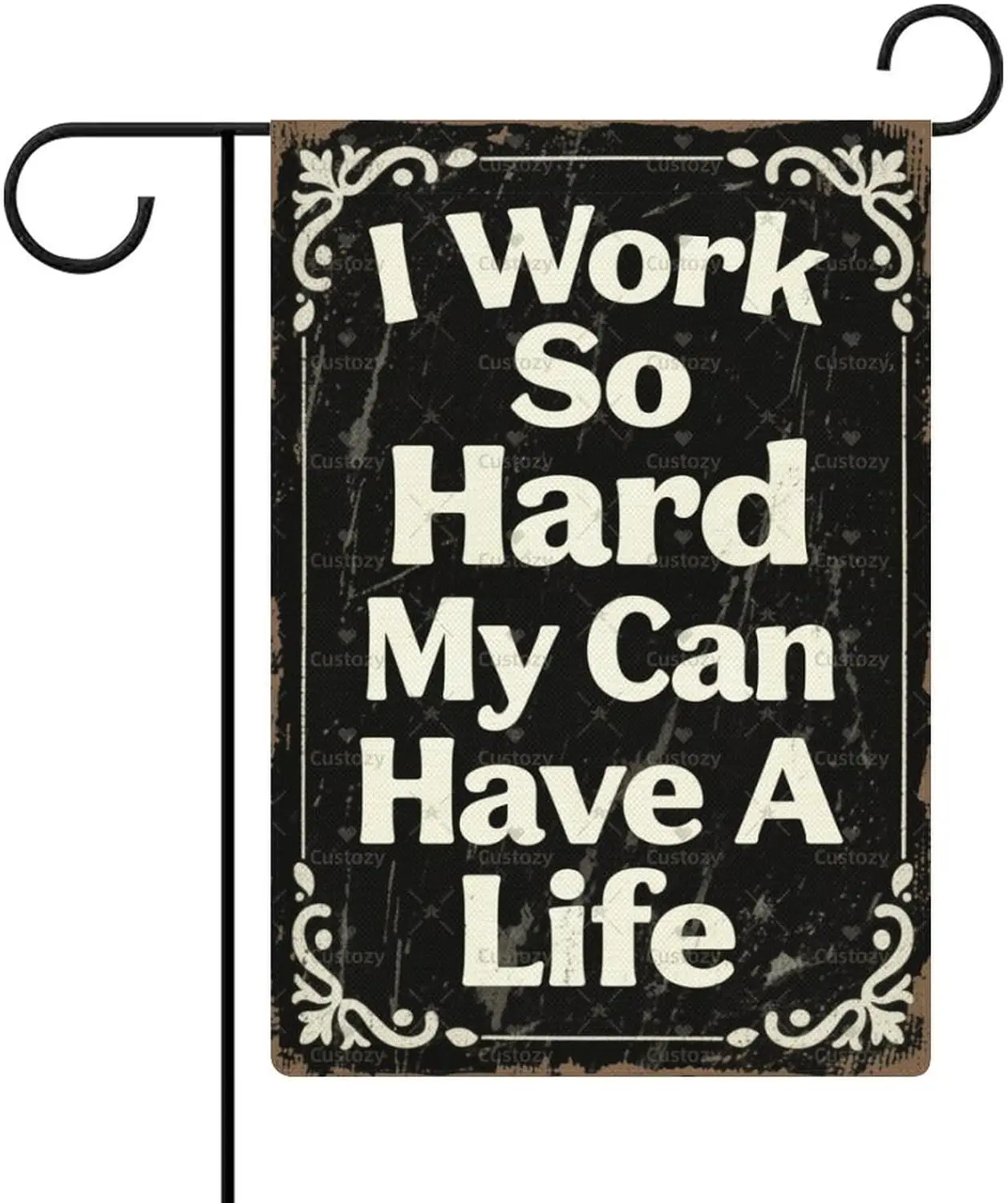 علم الحديقة "أنا يعمل بشدة جدًا حتى قطتي يمكن أن تتمتع حياة أفضل" مزدوجة الجوانب 12 × 18 في الخيش الصغير ديكورات للباحة الموسمية fo AAO #1