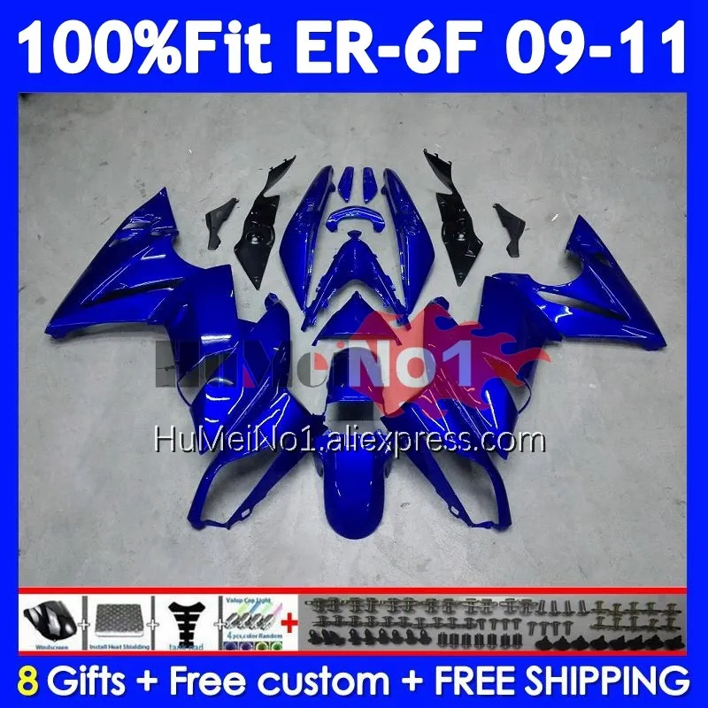 OEM Body For KAWASAKI NINJA 650R ER 6F ER6 ER 6 F ER-6F 09-11 246No.9 ER6F 09 10 11 650 R 2009 2010 2011 Factory Blue Fairings