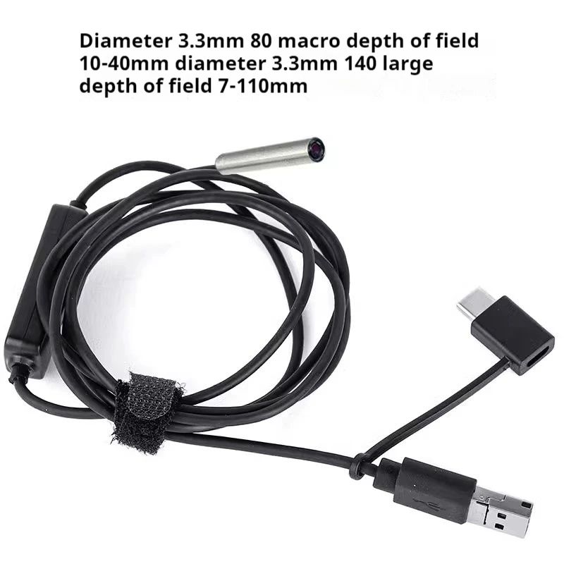HD Camera Borescope 3.3mm with 1.5m Cable Industrial Pipeline Mechanical Blind Hole Visual Probe Auto Repair USB Android