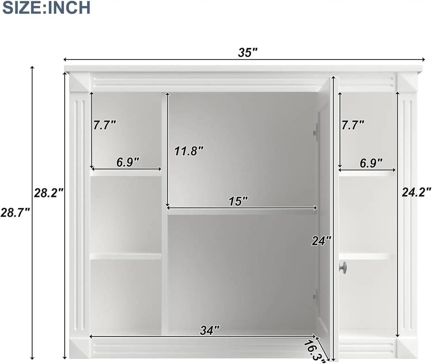 Bathroom Medicine Cabinet with Mirror, Wall Mounted Over Toilet Storage Cabinet Organizer with Doors and Shelves