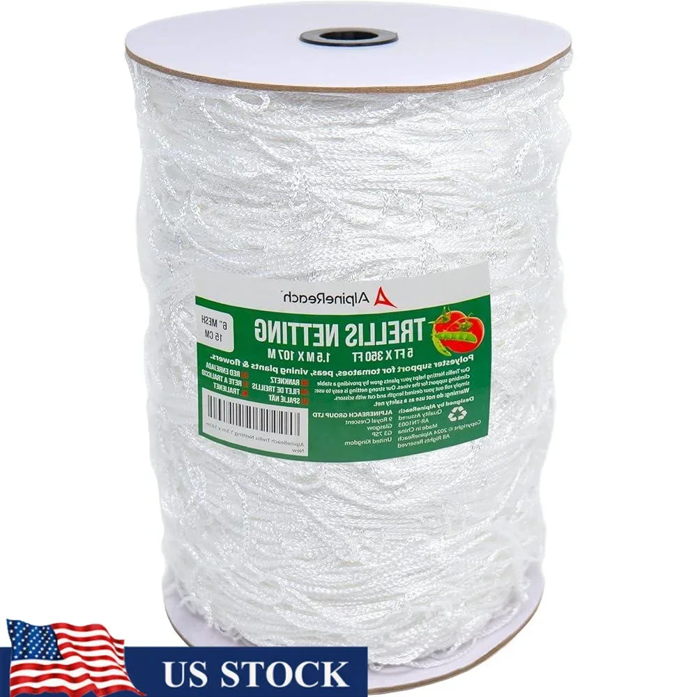 

Heavy Duty Trellis Netting 5x350ft Support Twine Vining Plants Tomatoes Peas Climbing Vegetables High Yield Gardening