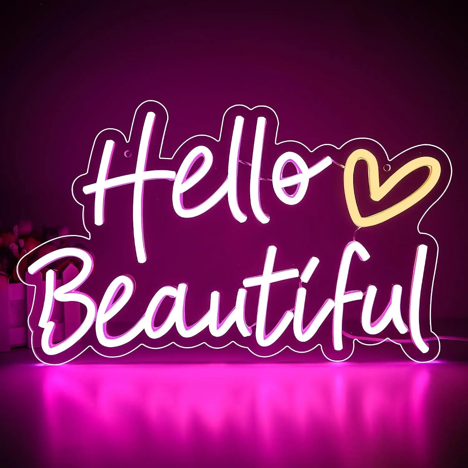 Hello Beautiful LED Neon Sign USB Powered Neon Wall Light For Bedroom Wedding Party Salon Beauty Room Home Wall Art Decor Gift