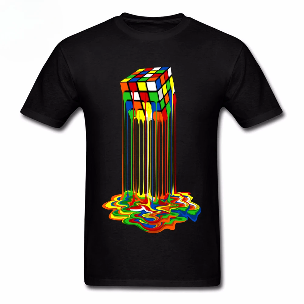 New Tshirt Rainbow Abstraction Melted Image Pure Cotton Young Best Gift Men Tops & Tees Good Quality Short Sleeve printing