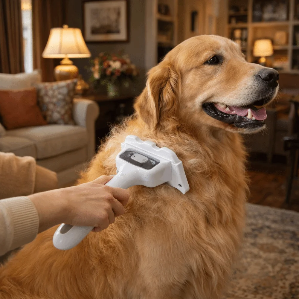 Multi-functional Pet Hair Remover Brush USB Rechargeable Detachable Pet Massage Comb Self-cleaning Long-lasting Battery Life