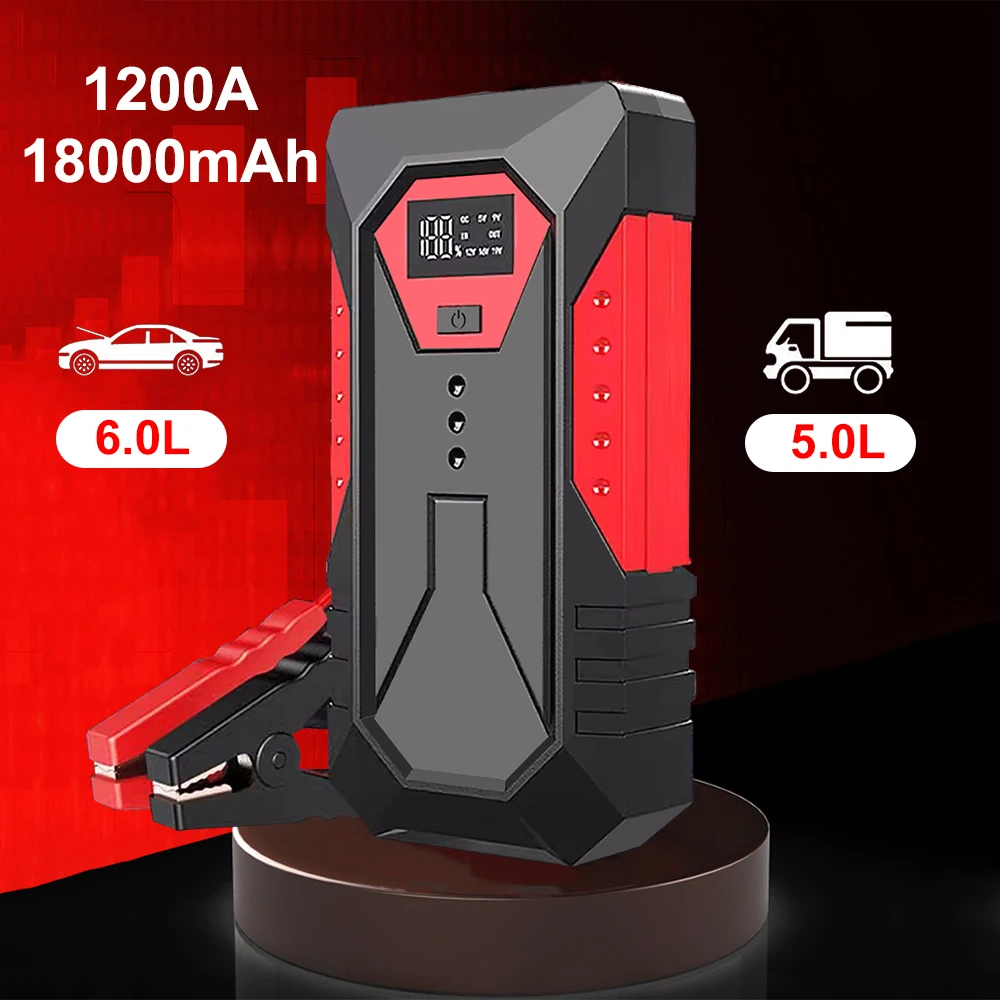 18000mAh Car Jump Starter Portable Power Bank Car Battery Booster 12V Car Starting Device for Petrol Diesel 6.0L/4.0L