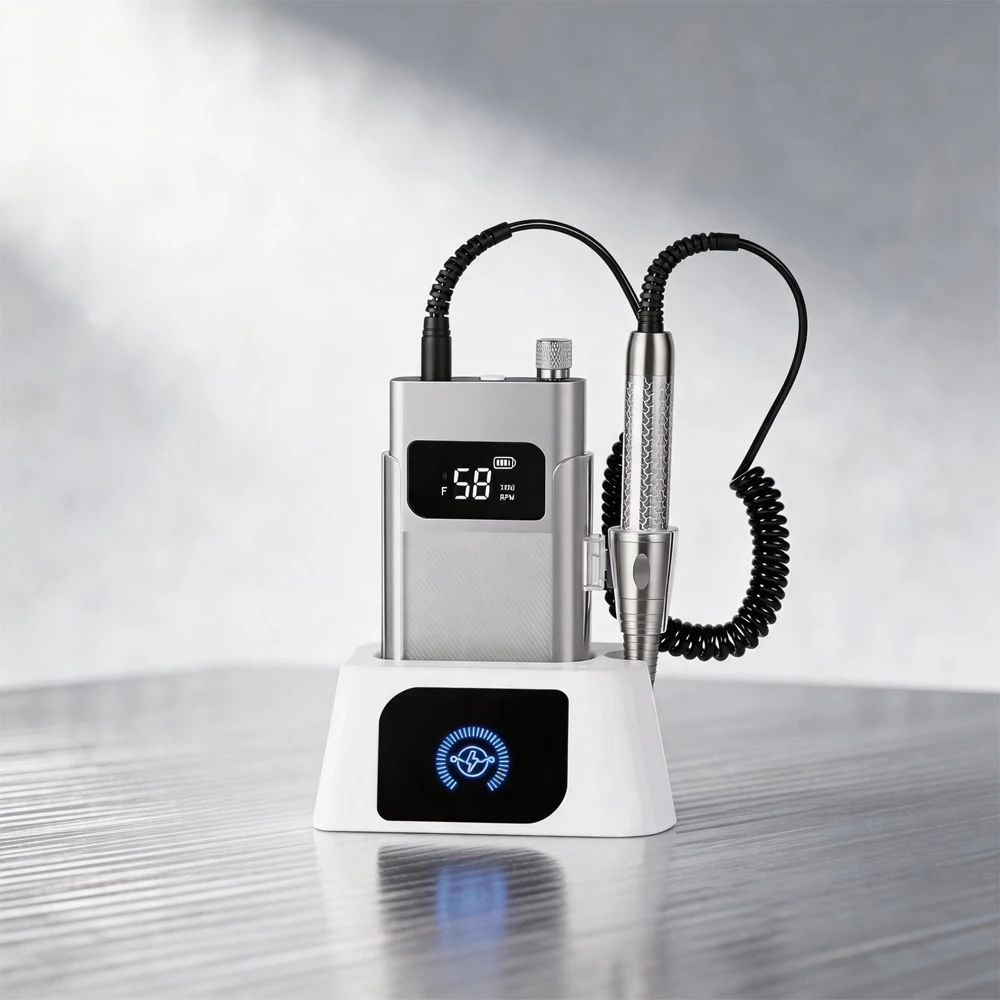 40000 RPM Professional Portable Rechargeable Electric Nail File, High Power Acrylic Nail Drill Machine, Manicure Tool