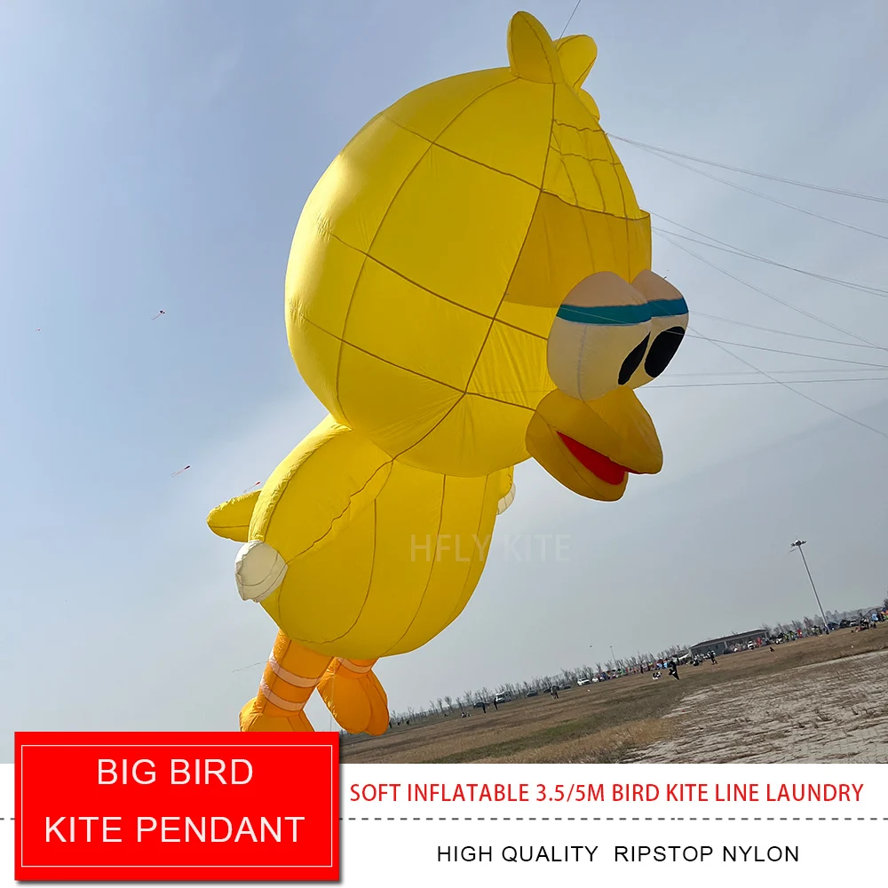New Arrival Soft Inflatable 3.5m/5m Big Bird Kite Line Laundry for Adults High Quality 40D Nylon Show Animal Kites Pendant