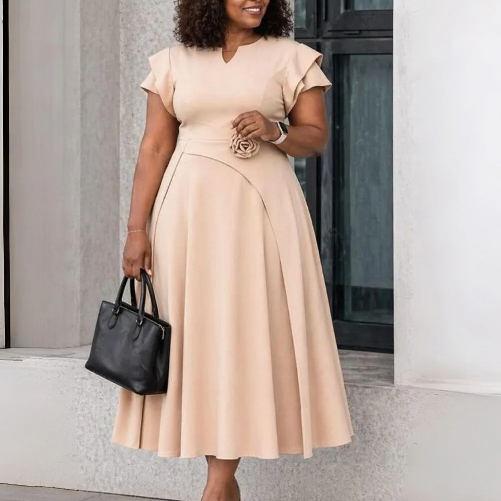 

D3367 Women's Summer New Elegant Plus Size Mid-length High-waisted Flared Dress Birthday Dress Elegant Y2k、 Prom
