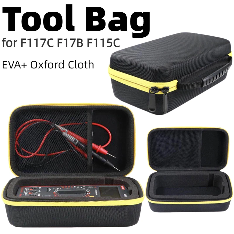 Multimeter Storage Bag Organizer Waterproof Hard Case Storage Toolbag Tool Box for F117C F17B F115C with Mesh Pocket Tool Kit