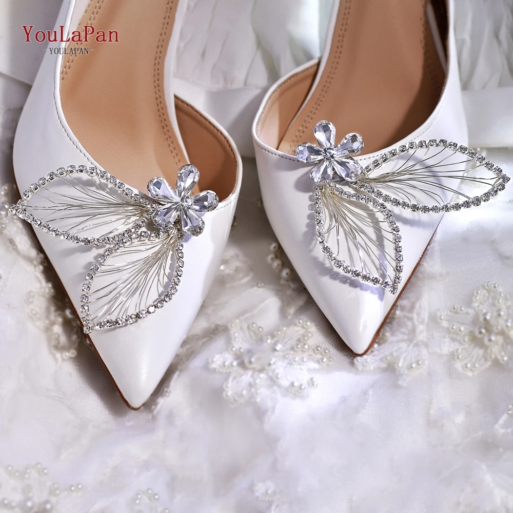 YouLaPan Silver Color Rhinestone Shoe Buckle High Heels Shiny Accessory Wedding Bride Shoe Decoration Handmade Shoe Clip HX52