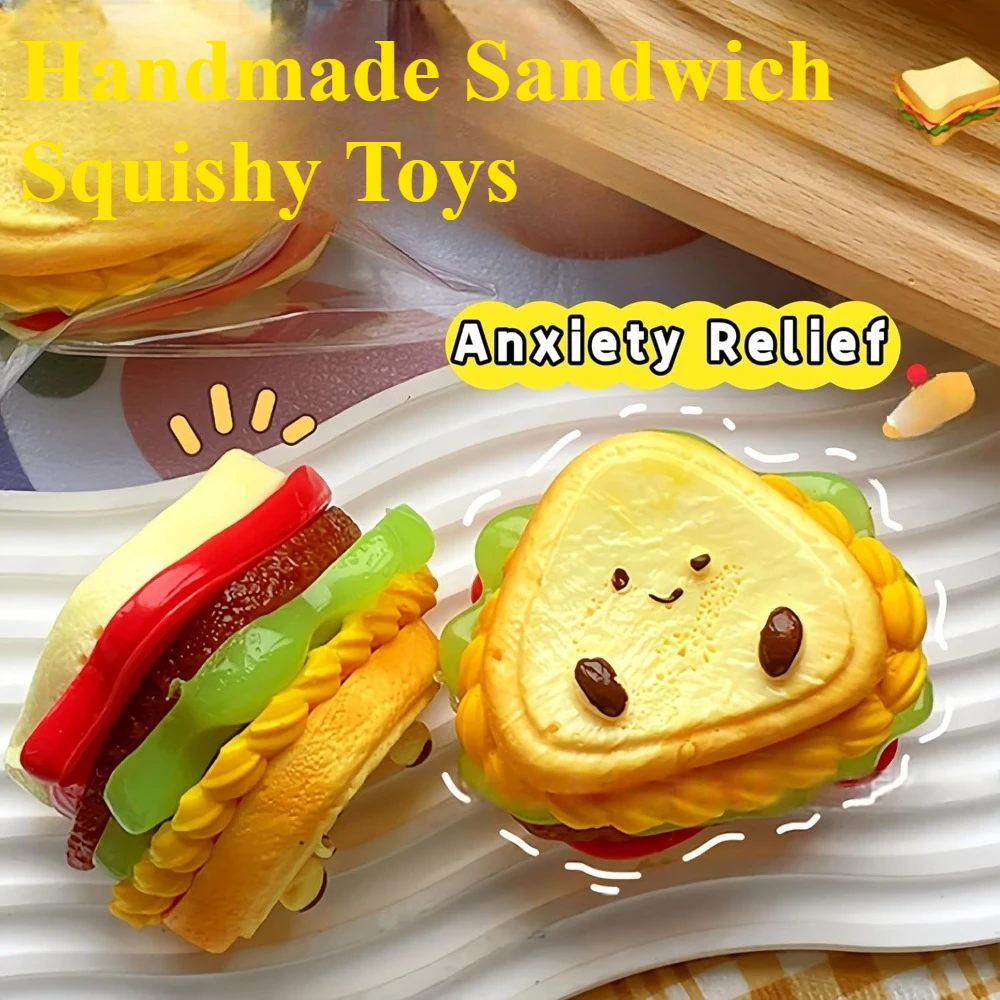 

6-Layer Sandwich Squishy Toy - Soft Fidget Stress Relief Sensory Toys for Kids Adults Removable Squeeze Simulation Food Fun Gift