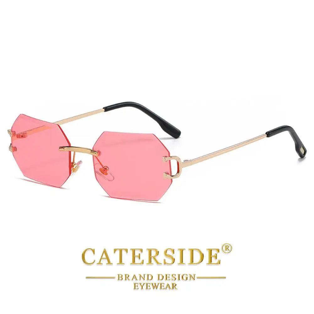CATERSIDE Herren-Sonnenbrille ohne Rahmen, hochwertige polygonale Sonnenbrille aus Metall, Damen-Sonnenbrille für Outdoor-Reisen, Strand, Sommer, UV400 – Detail 33