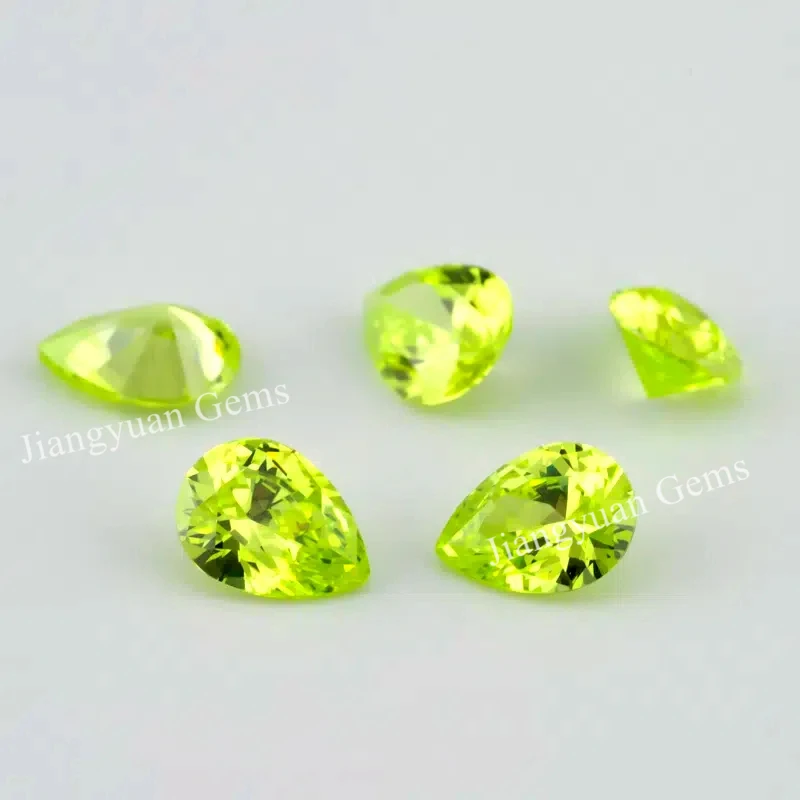 Größe 3x5mm~10x12mm 5A Zirkon Birnenförmiger Apfelgrüner Kubischer Zirkonia Stein Loser CZ Synthetischer Edelstein für Schmuckherstellung – Detail 6