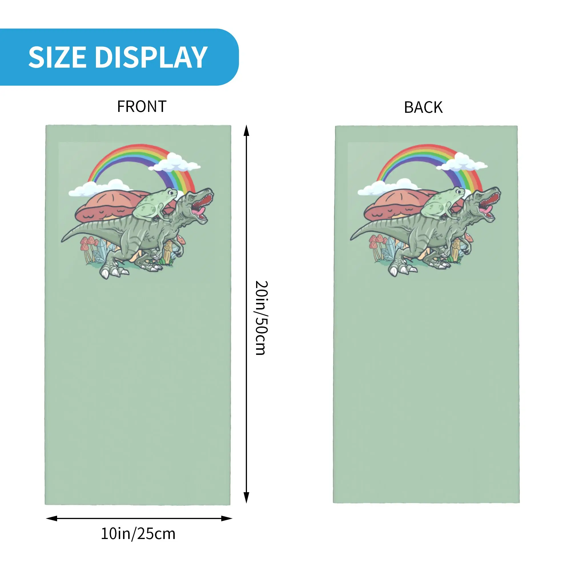 Dinosaur and Frog Bandana Neck Cover Printed Wrap Scarf Face Mask Outdoor Sports for Men Women Adult Windproof