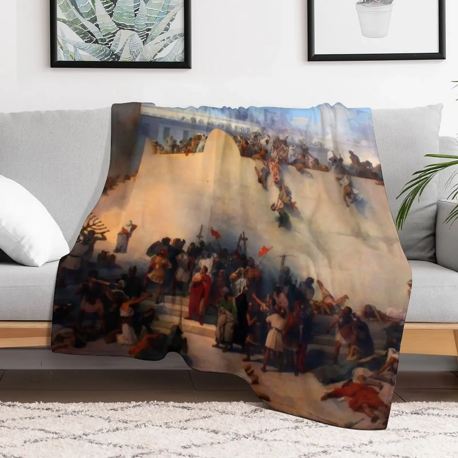 Destruction of Temple of Jerusalem - Francesco Hayez Throw Blanket Stylish Decor Blanket Gift for Friends Roommate