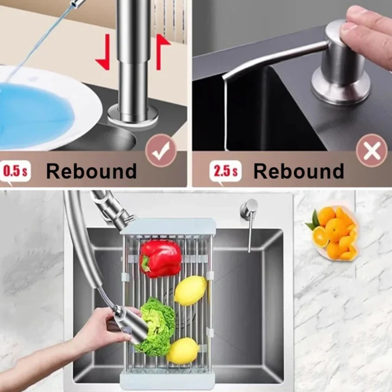 Upgrade Kitchen Sink Liquid Soap Dispenser Washing Stainless Steel Hand Washing  Hand Pressure Soap Dispenser kitchen supplies