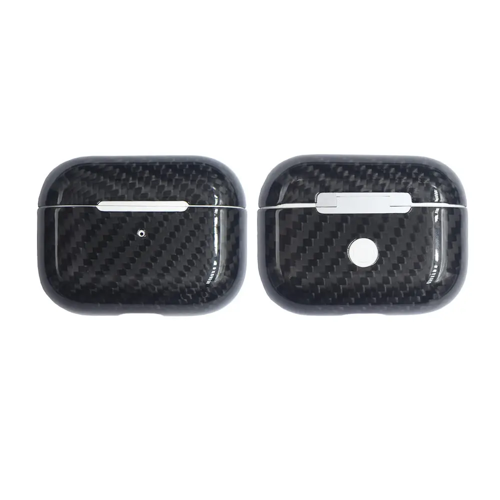 Carbon Fiber Earphone Case Capa para Apple AirPods Pro e 3, Real Carbon Fiber, LED Fone de ouvido sem fio, Hard Case