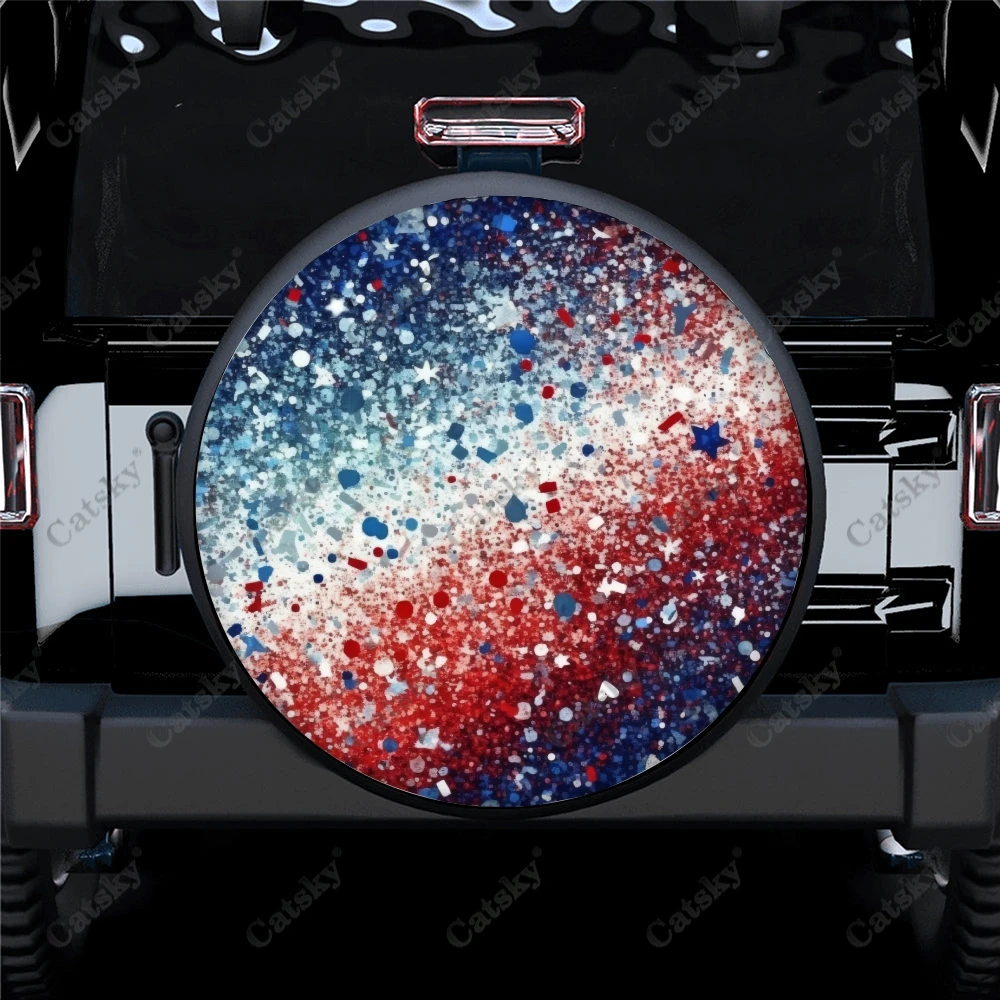 American Flag Splatter Splash Polyester Universal Spare Wheel Tire Cover Wheel Covers for Trailer RV SUV Truck Camper