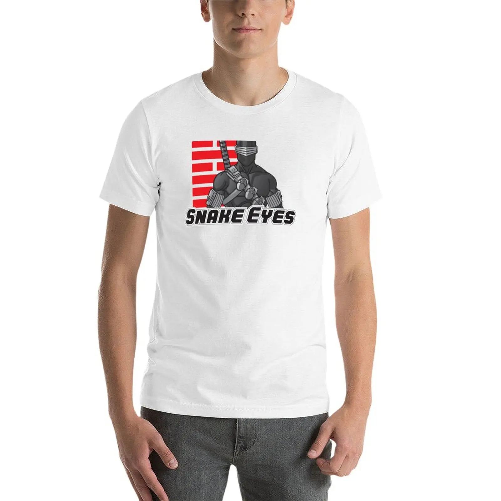 Snake Eyes — G.I. Joe's Greatest Ninja, 80s toys T-Shirt Basic Solid Color Short Sleeve T-Shirt view 3