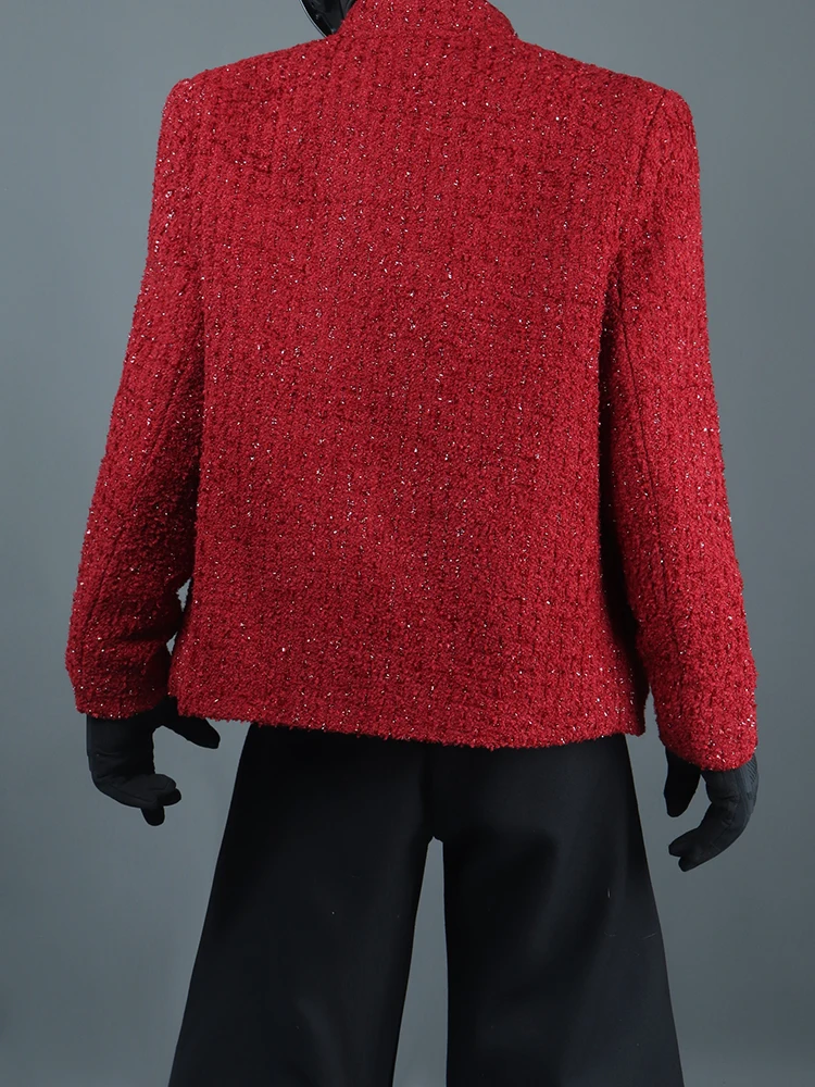 2025 New Light Luxury High-end Coat Long Sleeve Shoulder Padded Jackets Men Niche Korean Version Babysbreath Tweed Casual Jacket