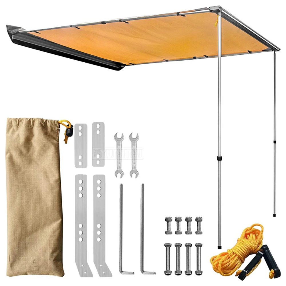 Road Trip, Side Camping, Car Side Tarpaulin Awning, Outdoor Vehicle Side Tent, Car Awning, Waterproof 1.6X2.5M
