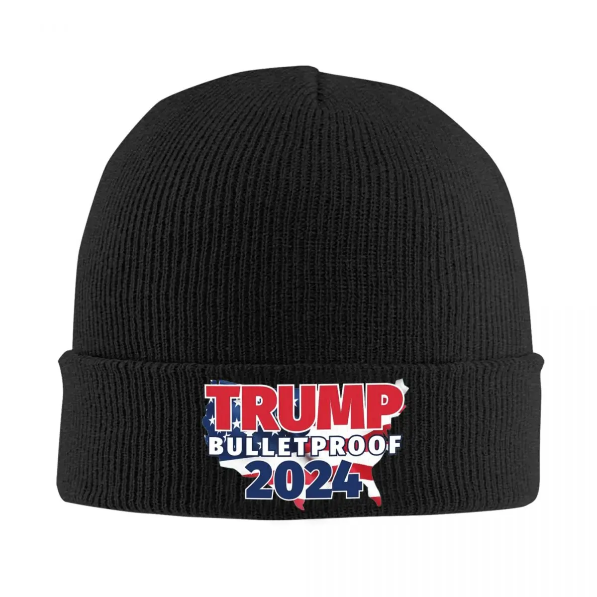 Trump Is Bulletproof 2024 Knitted Caps Women's Men's Beanies Winter Hat Warm Melon Cap