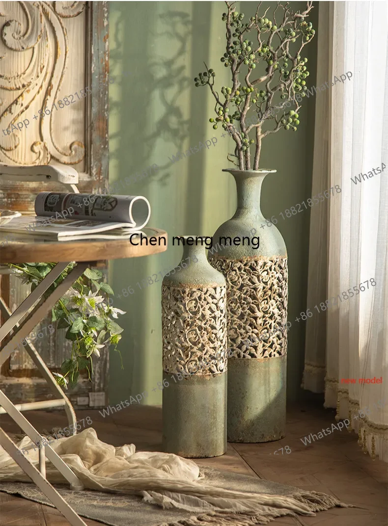 AB03Flower arrangement retro vase ornament European French decoration living room, floor-to-ceiling large premium