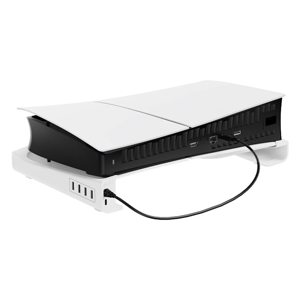 Horizontal Stand with Hub Stable Base Stand Holder 1 Type-C Charging &4 Date Transfer USB 2.0 Port for Playstation 5 Slim